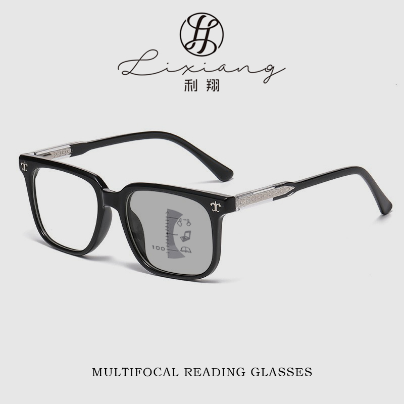 变色多焦点老花镜中老年防蓝光男款远近两用自动变焦高清女老花镜