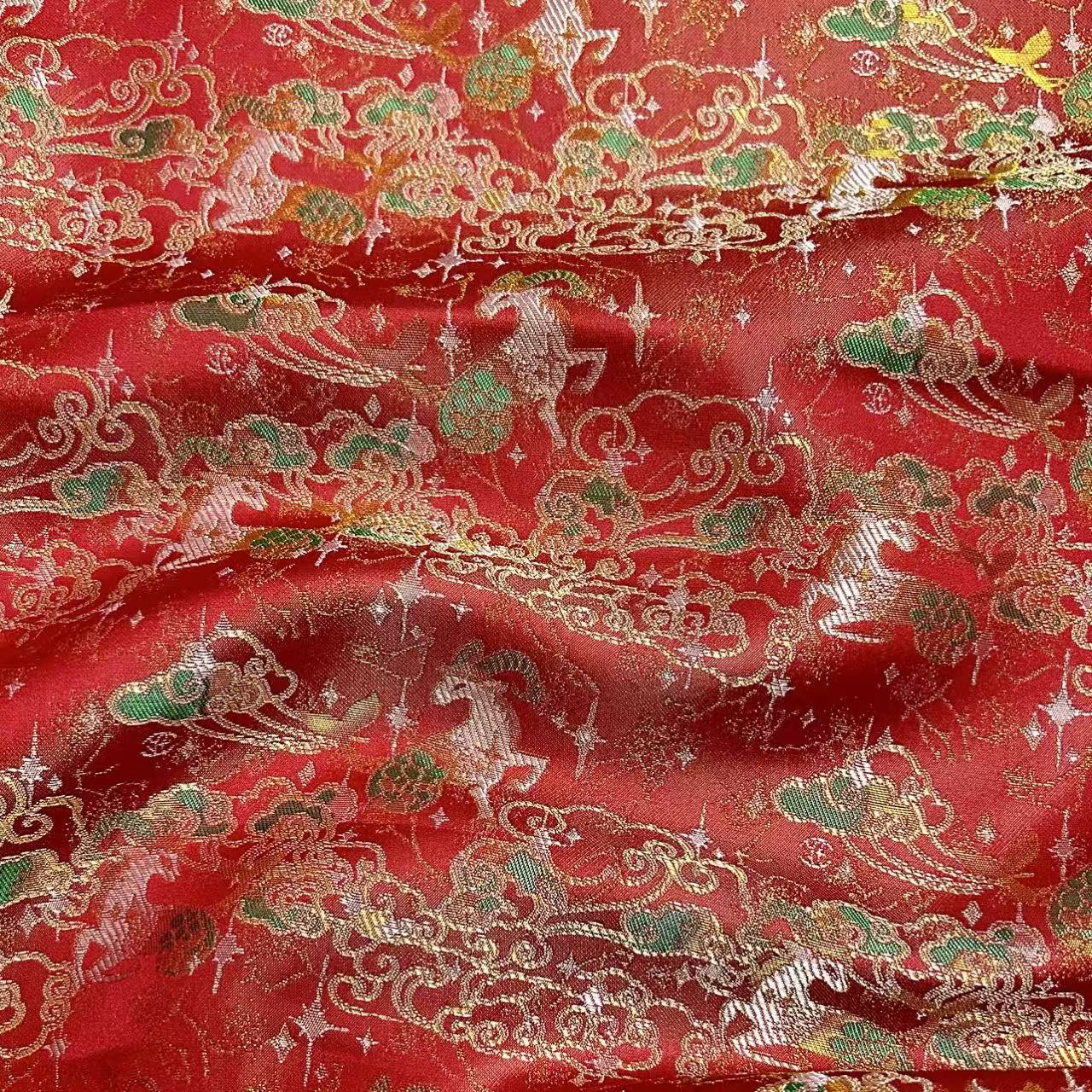 三月三布庄 宋锦面料【红色-三羊开泰】国风新中式面料