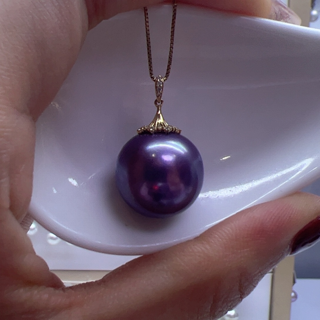 淡水珍珠吊坠(赠链)18K金镶嵌