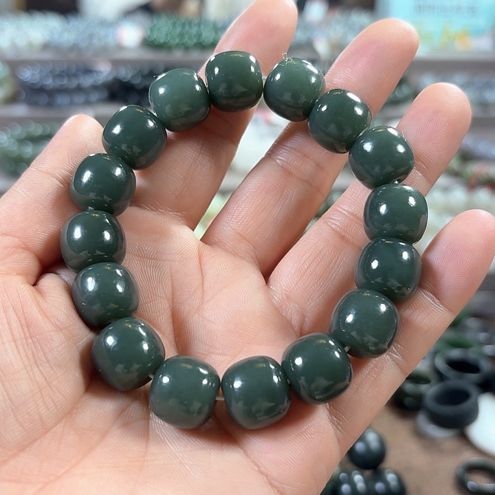 和田玉手链未镶嵌新疆且末蓝老型卡14