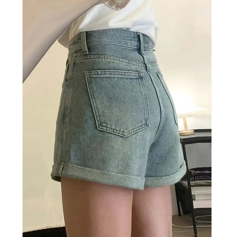 【多金9号】浅色牛仔短裤女高腰夏季薄大码遮胯显瘦梨型身材A字裤