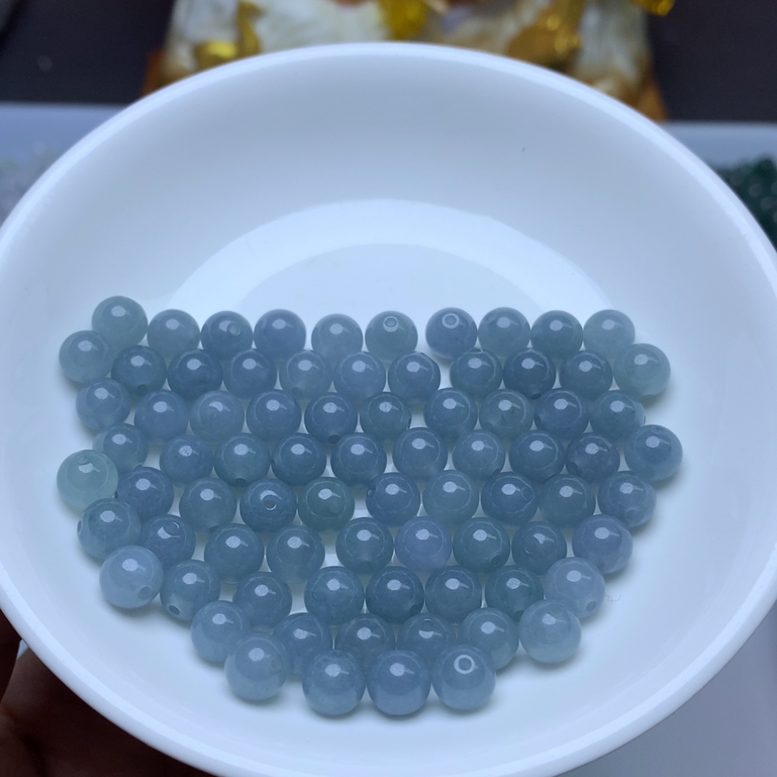 【闪购商品】翡翠手链未镶嵌卡7冰透蓝水20个