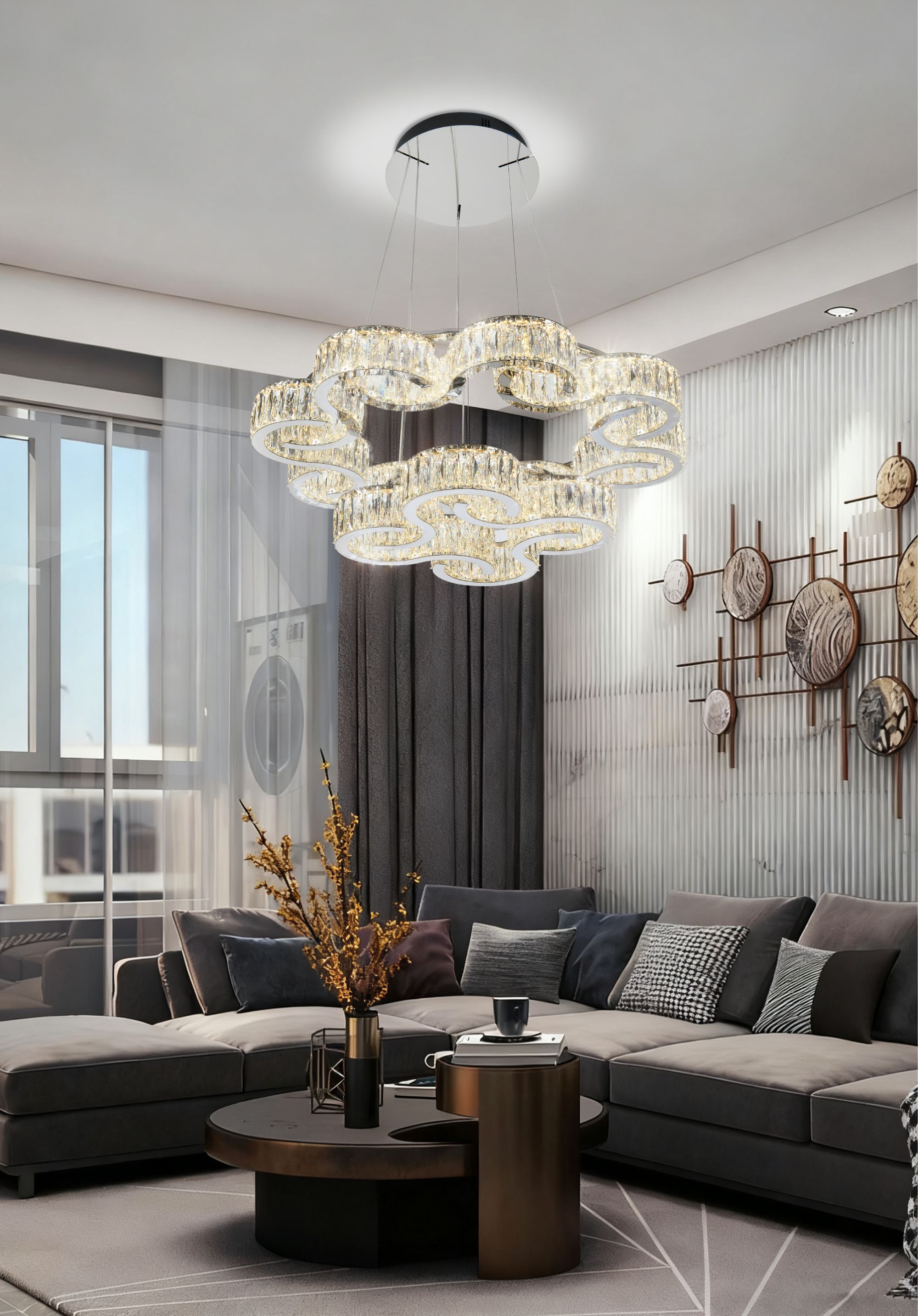 【聚美时尚】祥云意式极简水晶灯别墅复式楼客厅灯餐厅高端2025新品