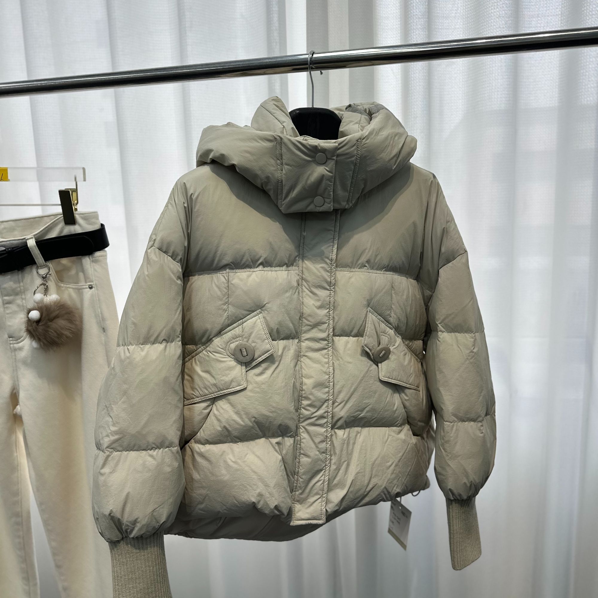 加绒加厚款可拆卸常规连帽羽绒服休闲简约百搭带帽