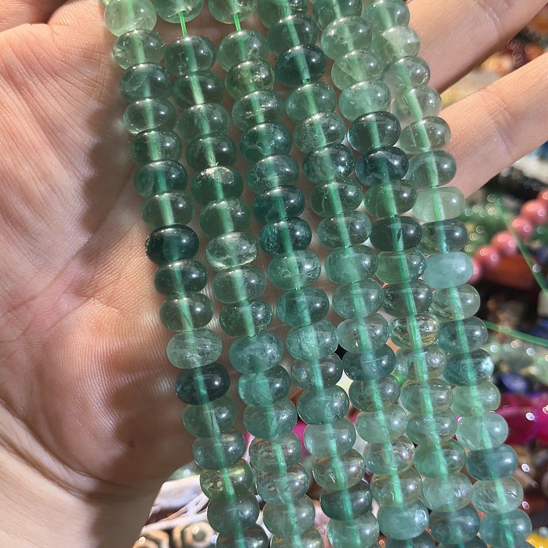 玛瑙/玉髓合金珠宝半成品萤石算盘一条10mm