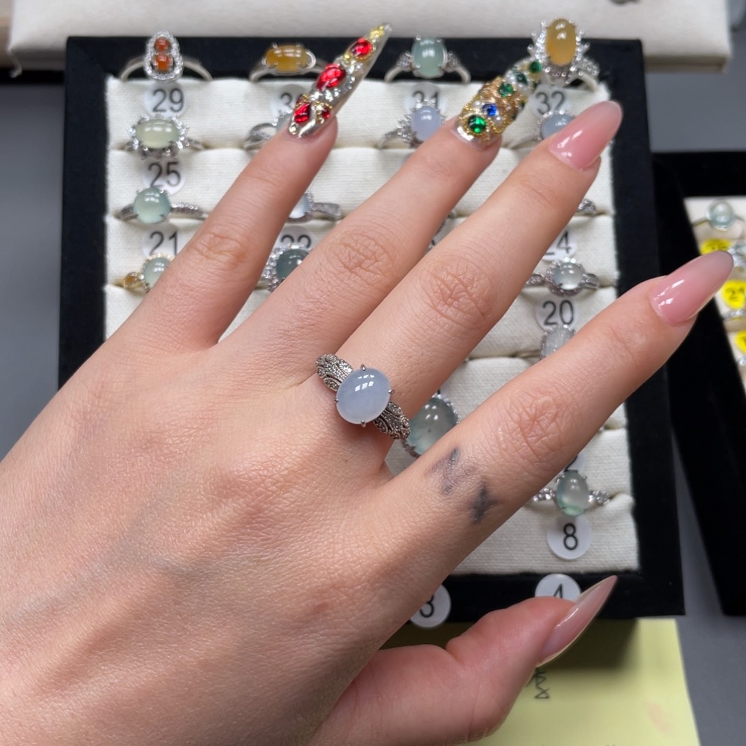 翡翠银S925镶嵌戒指99993519