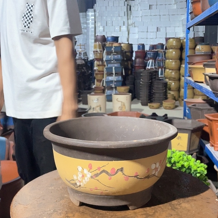 黄色富贵点彩大花盆花盆