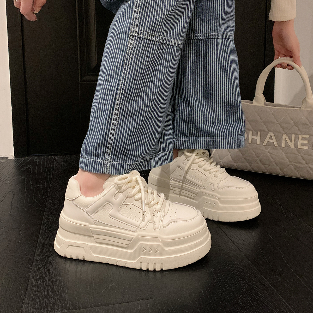 「稳叔」爱尔兰【增高6cm】早春新款厚底小白板鞋运动鞋子女