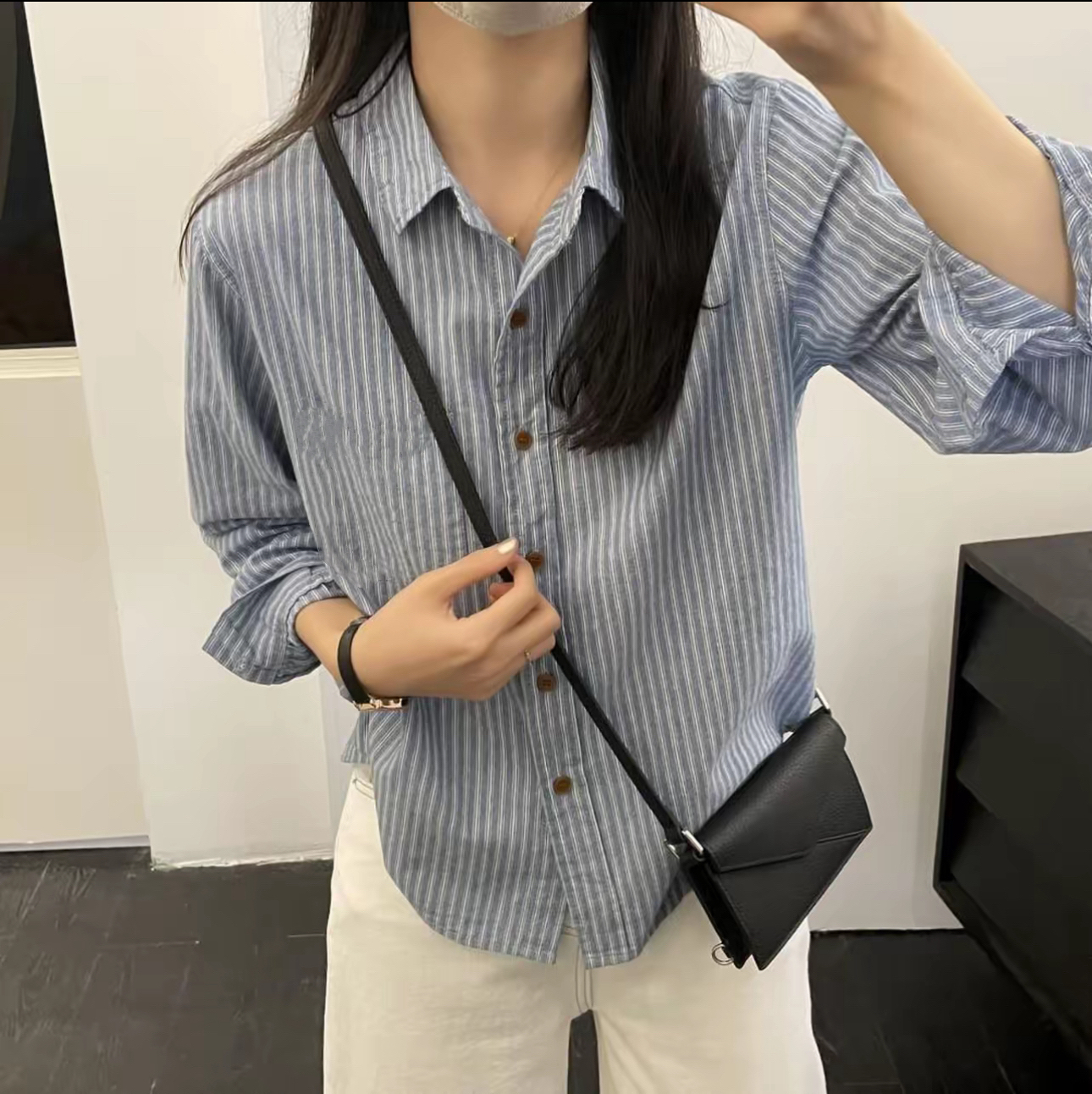 【纯棉衬衣】早秋新款高级感轻奢减龄洋气复古港风穿搭宽松条纹衬衫