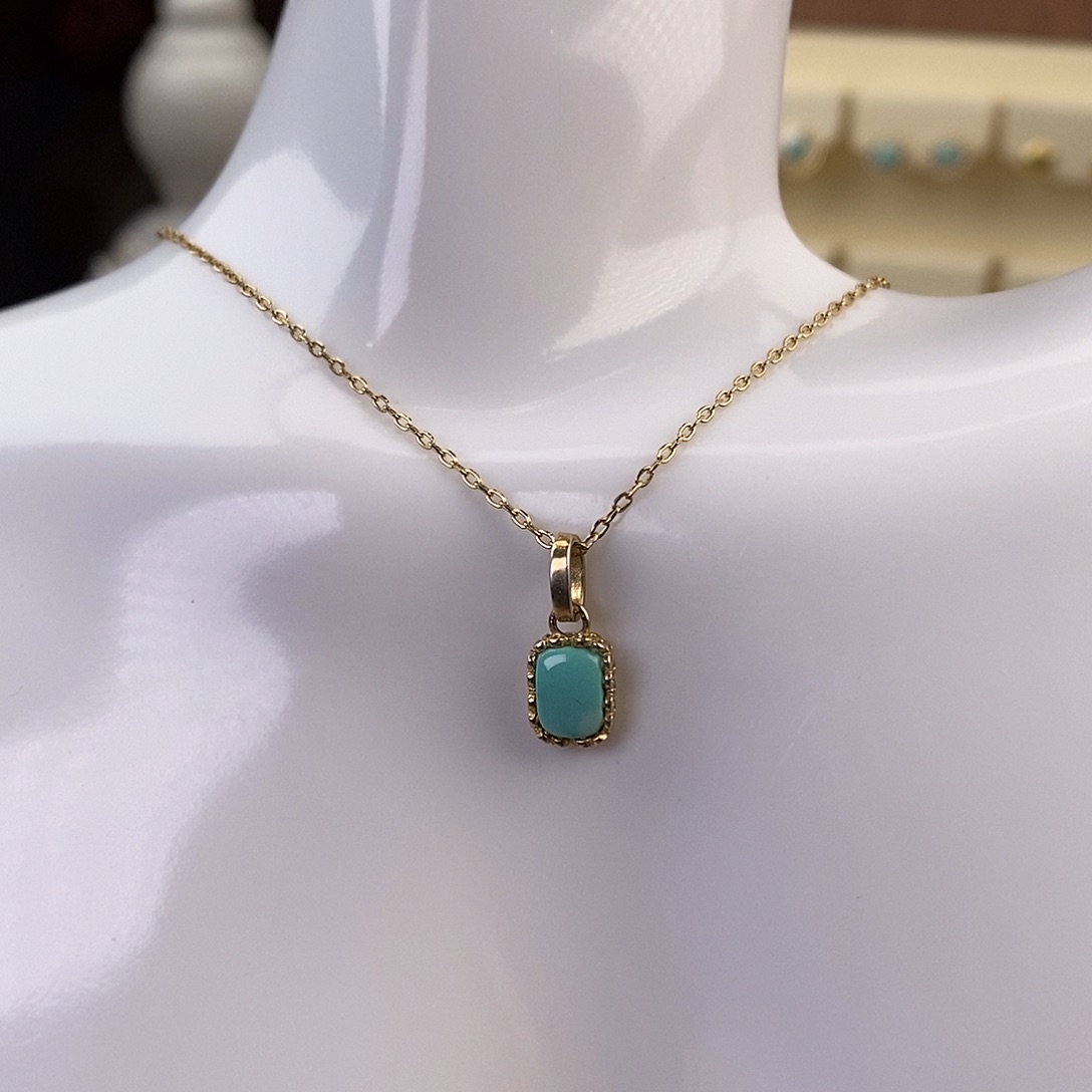 绿松石颈饰银S925镶嵌