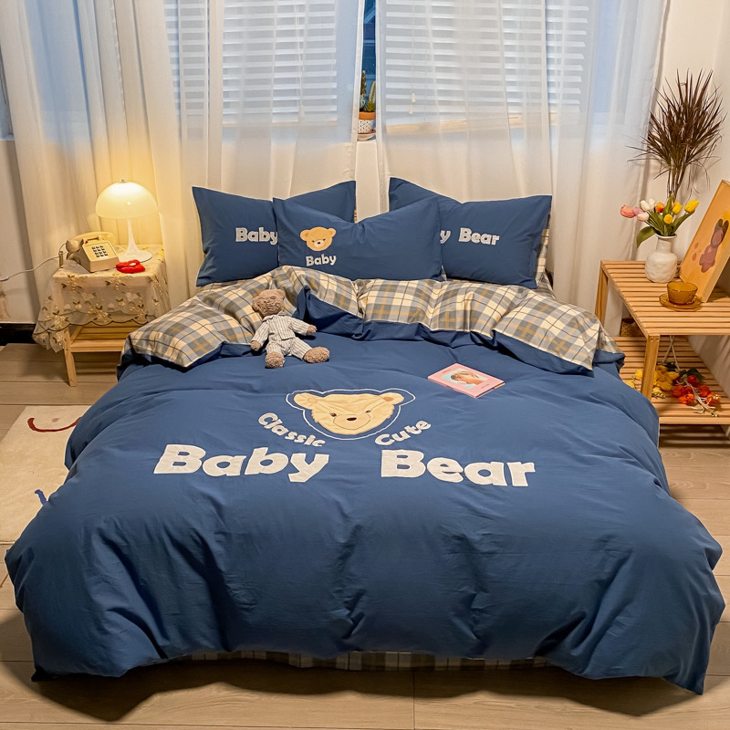 小温暖 宝贝熊 全棉水洗棉四件套 刺绣工艺款