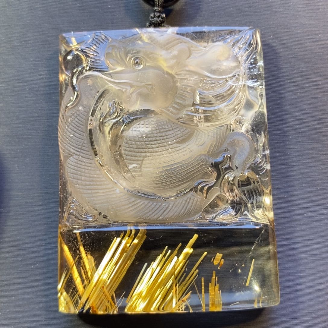 颈饰未镶嵌水晶钛晶龙马吊坠