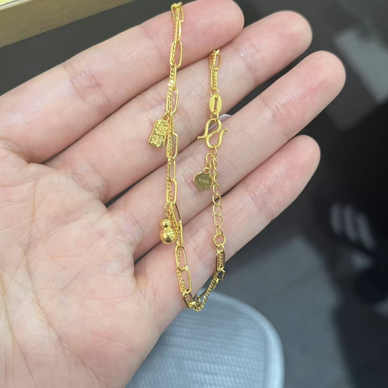 招米葫芦手链 足金999