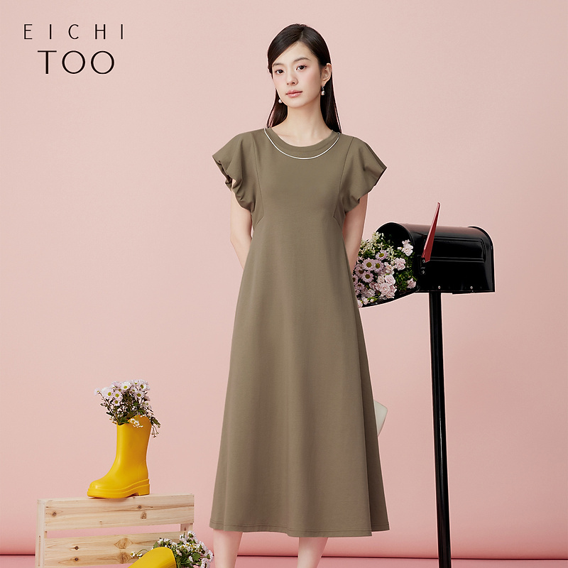 B爱居兔夏季花苞袖设计感时尚短袖连衣裙EQLBJ2P036A