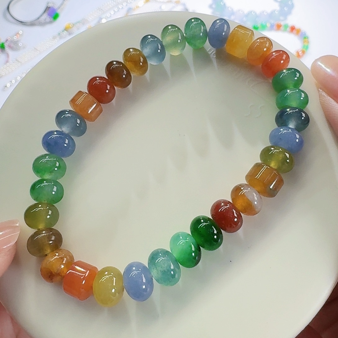 翡翠手串未镶嵌多宝算盘珠卡8