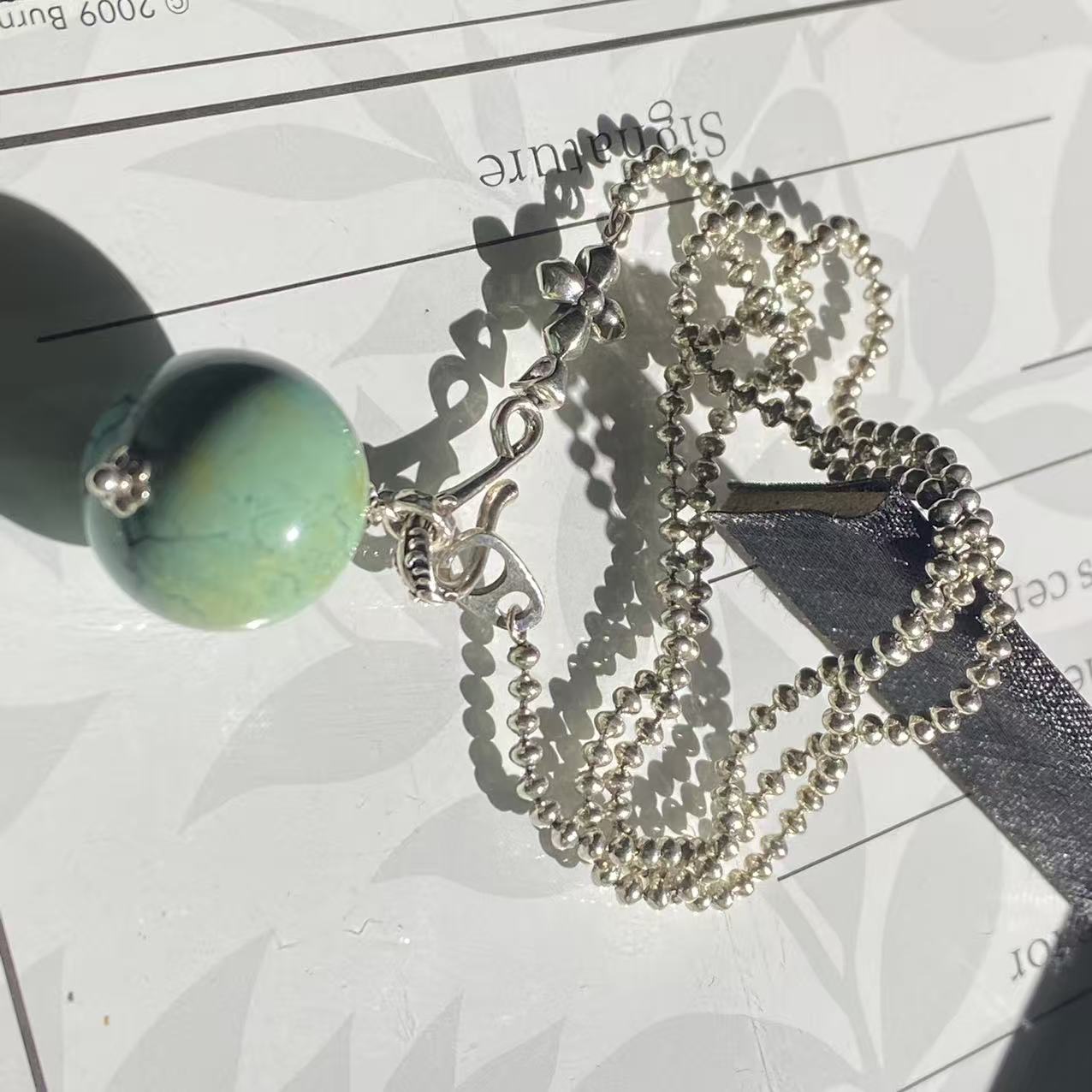 925银绿松石圆珠吊坠（多样性发其一）