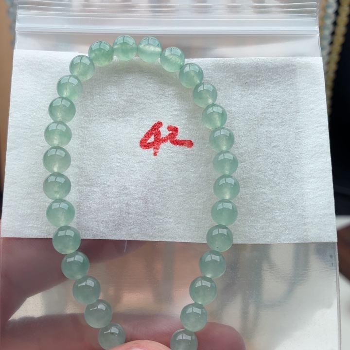 清***晰定制翡翠未镶嵌翡翠珠链 卡6.4