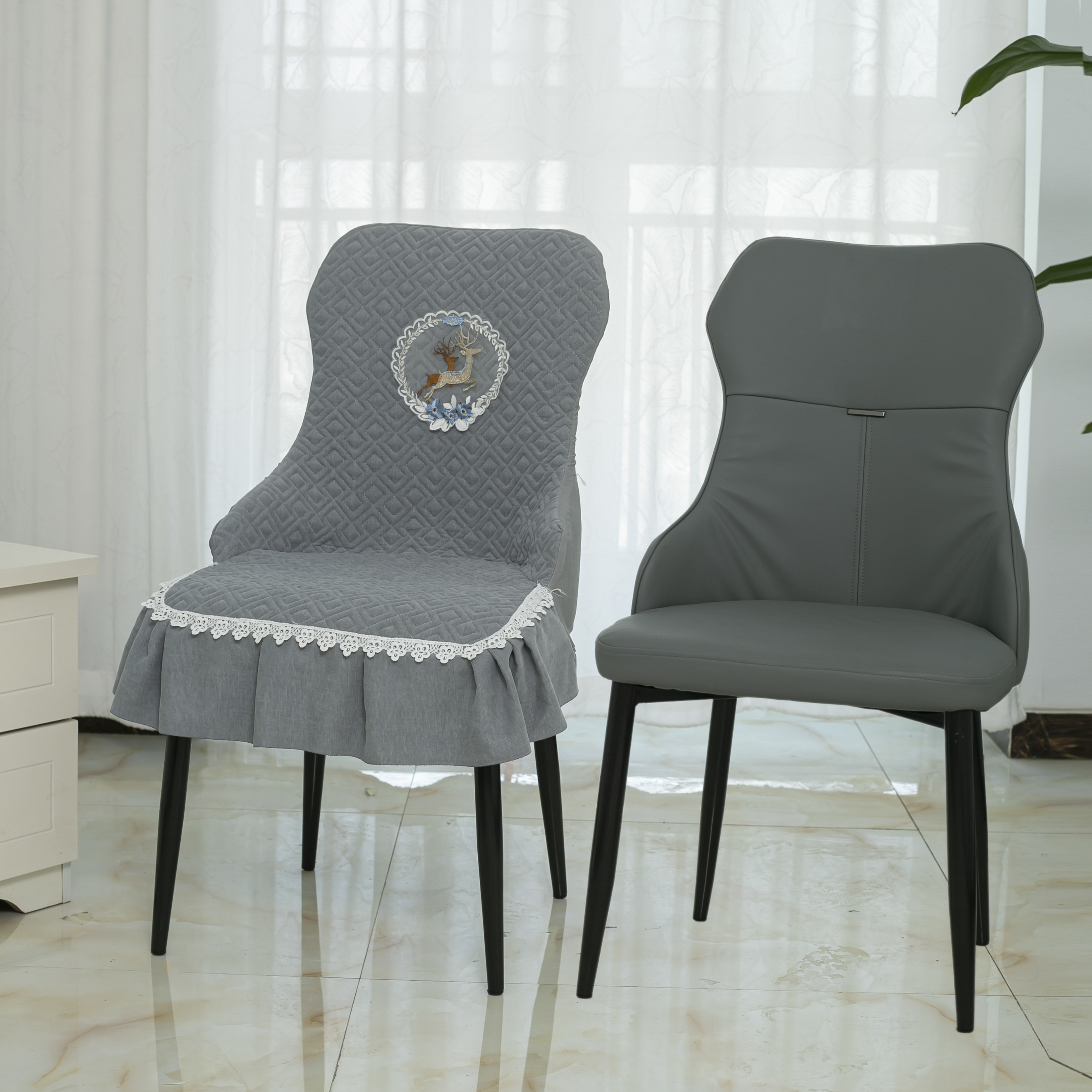 弧形椅子通用套罩轻奢现代一体新款餐椅椅套坐垫靠背四季椅垫凳子