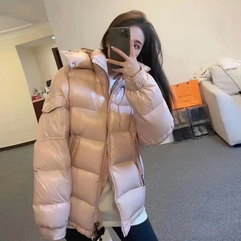 蒙口联名2024冬新款M女Maire玛雅羽绒服加厚粉色通勤鹅绒亮面宽松