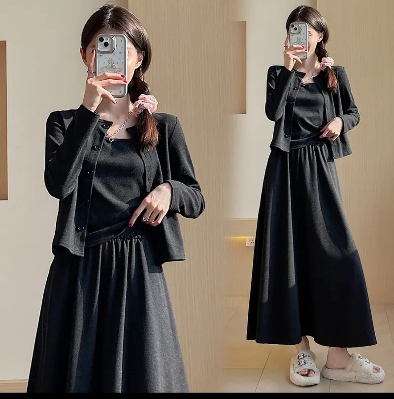 2511#糯米套装裙三件套女时尚休闲减龄显瘦洋气宽松百搭春秋