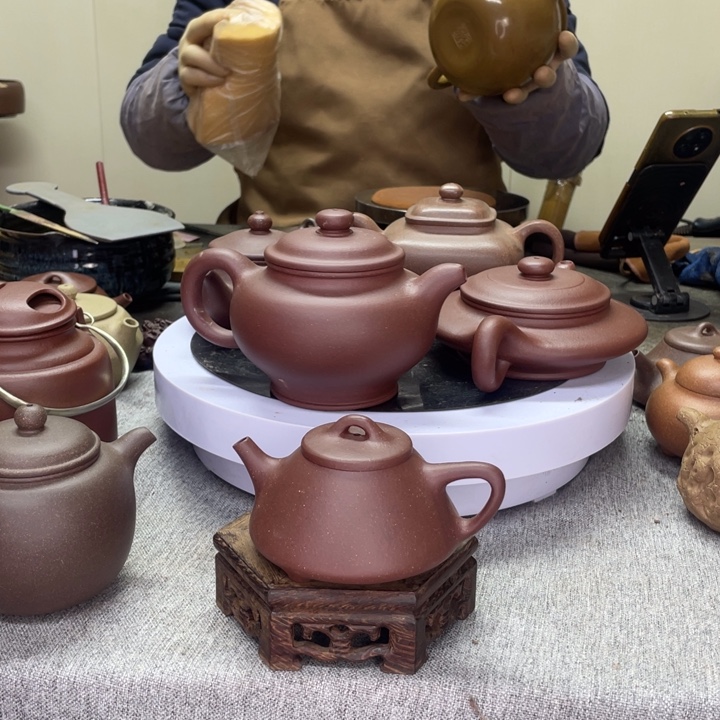 紫泥茶壶子冶石瓢150C半手工制作