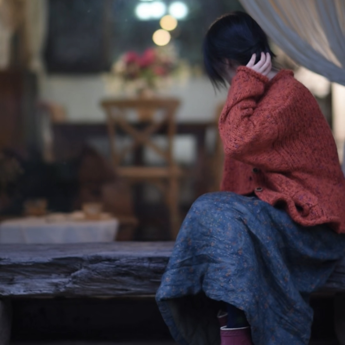 素年未央 SN112  秋冬复古彩色点针织开衫毛衣