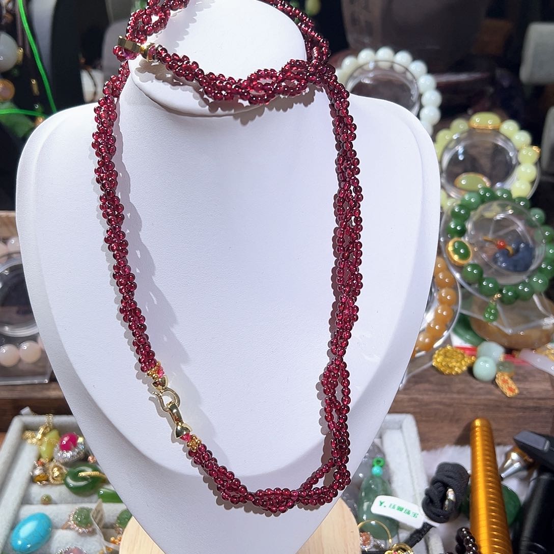 石榴石颈饰银S925镶嵌