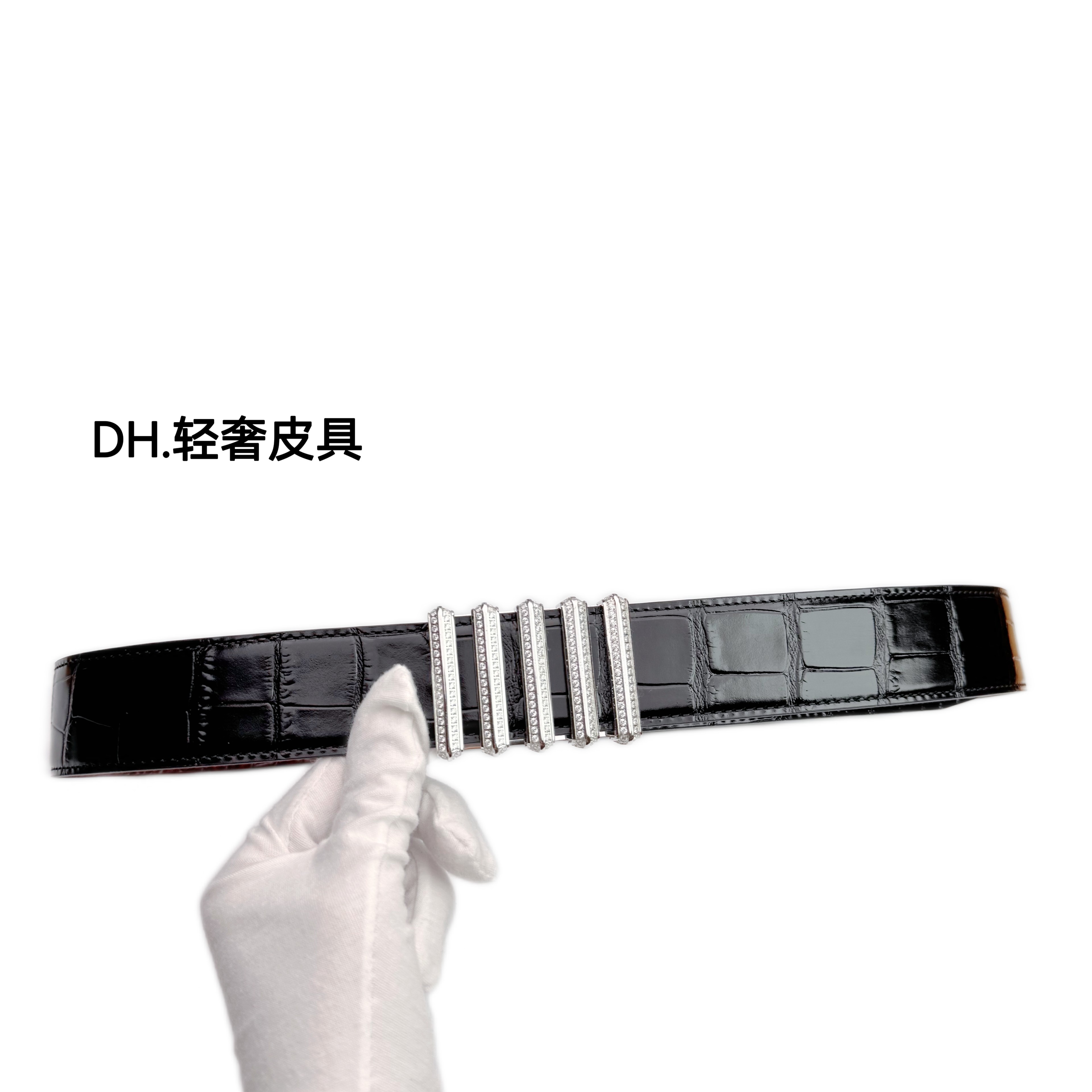 （整套装）鳄鱼纹双面黑棕，3.8宽男士真皮腰带，休闲商务百搭（礼盒）