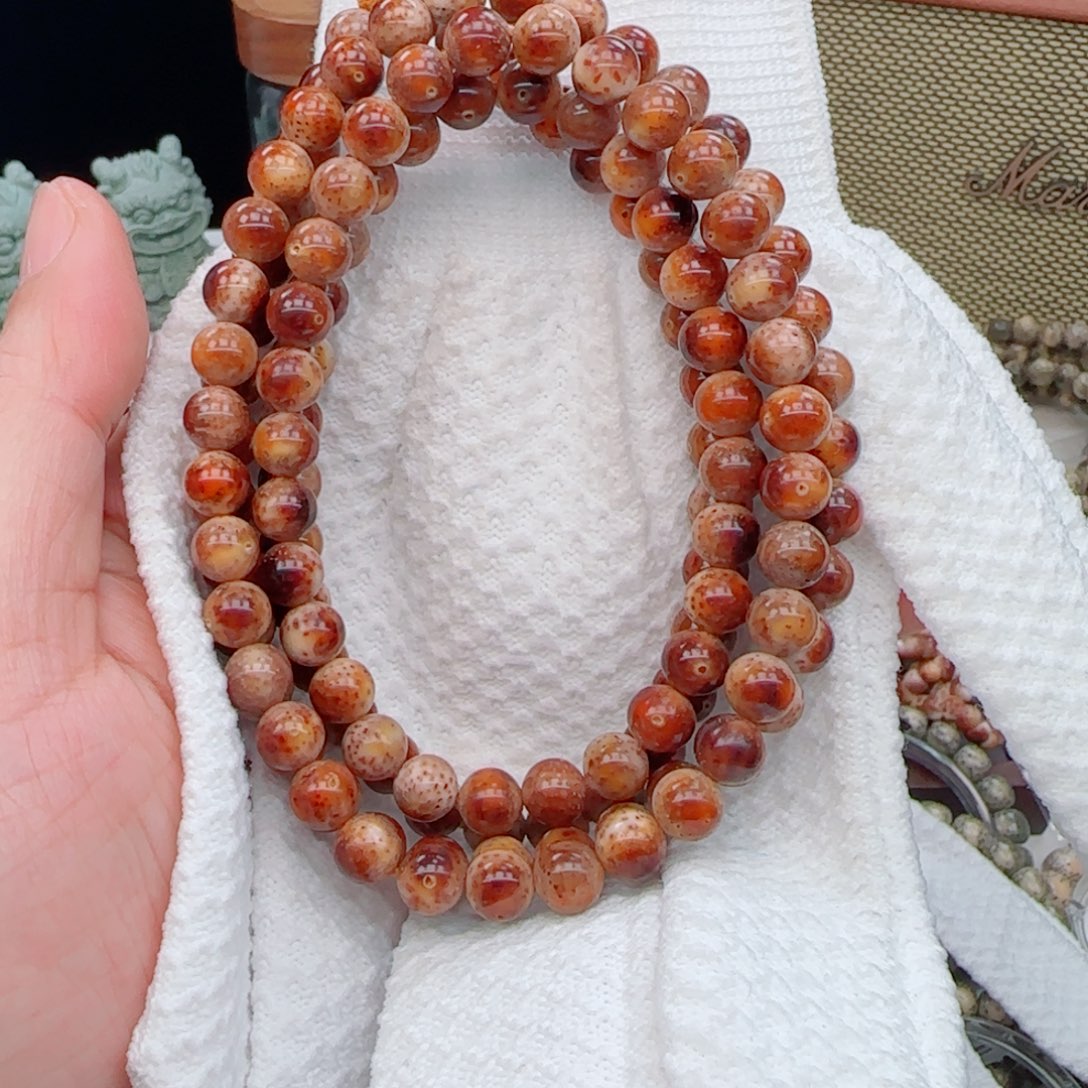 星月菩提手串陈籽火烧云108-8mm圆头条