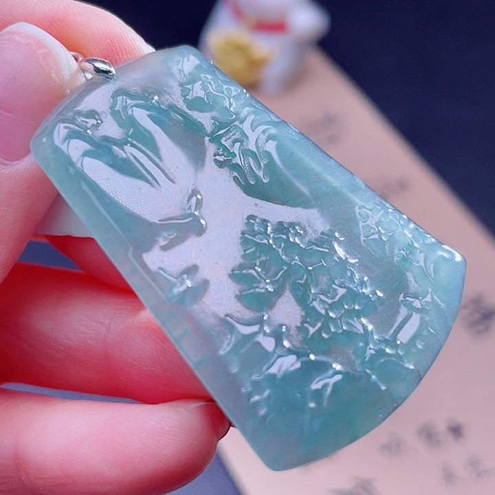 翡翠吊坠(不含链)银S925镶嵌