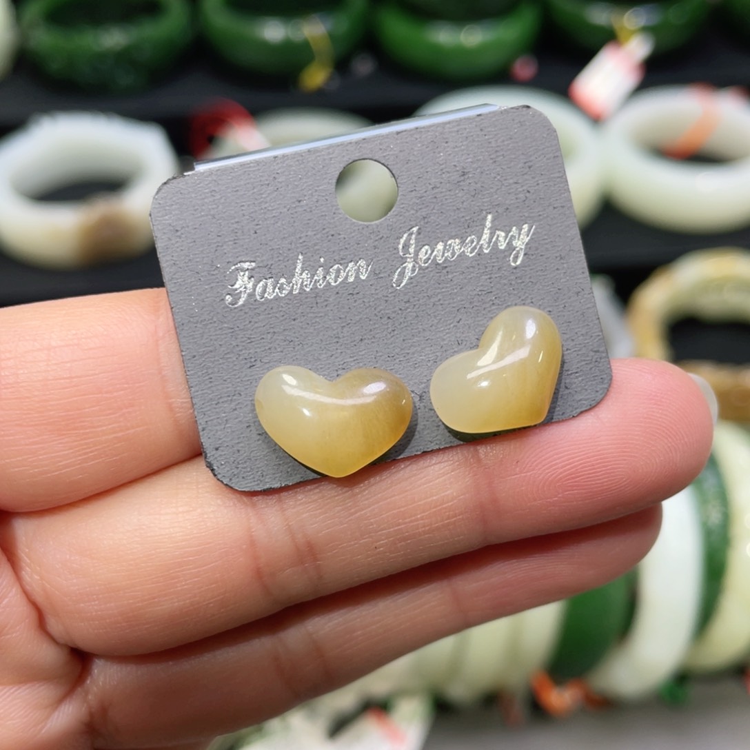 银S925镶嵌和田玉耳饰