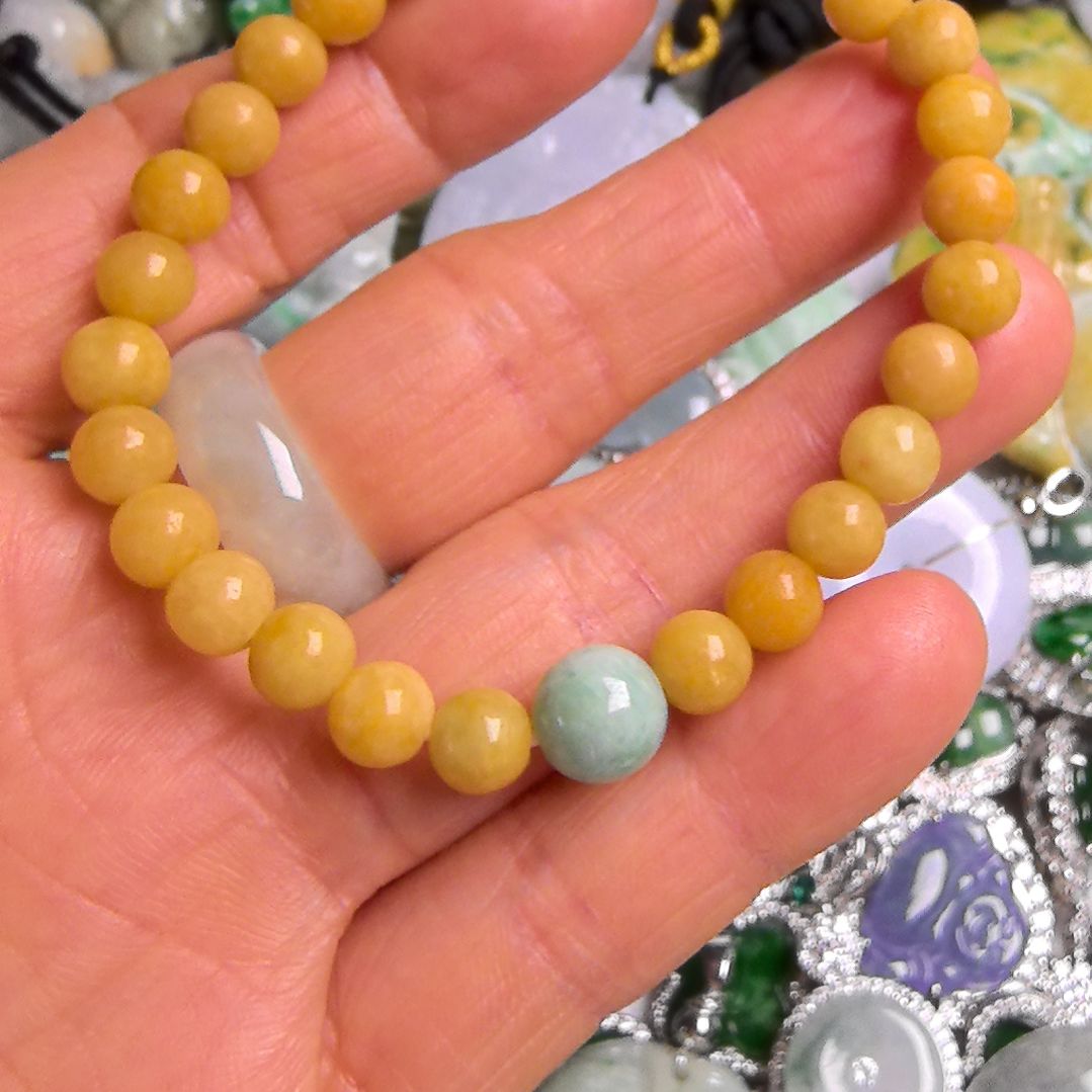 翡翠颈饰未镶嵌文***婧手串