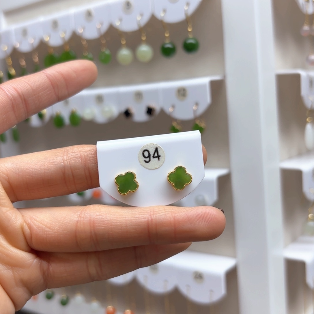 和田玉耳饰银S925镶嵌2