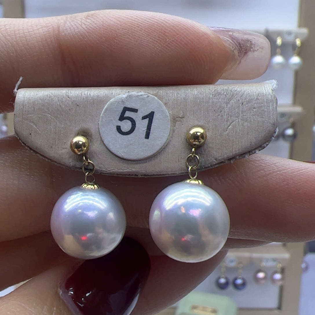 淡水珍珠耳饰18K金镶嵌