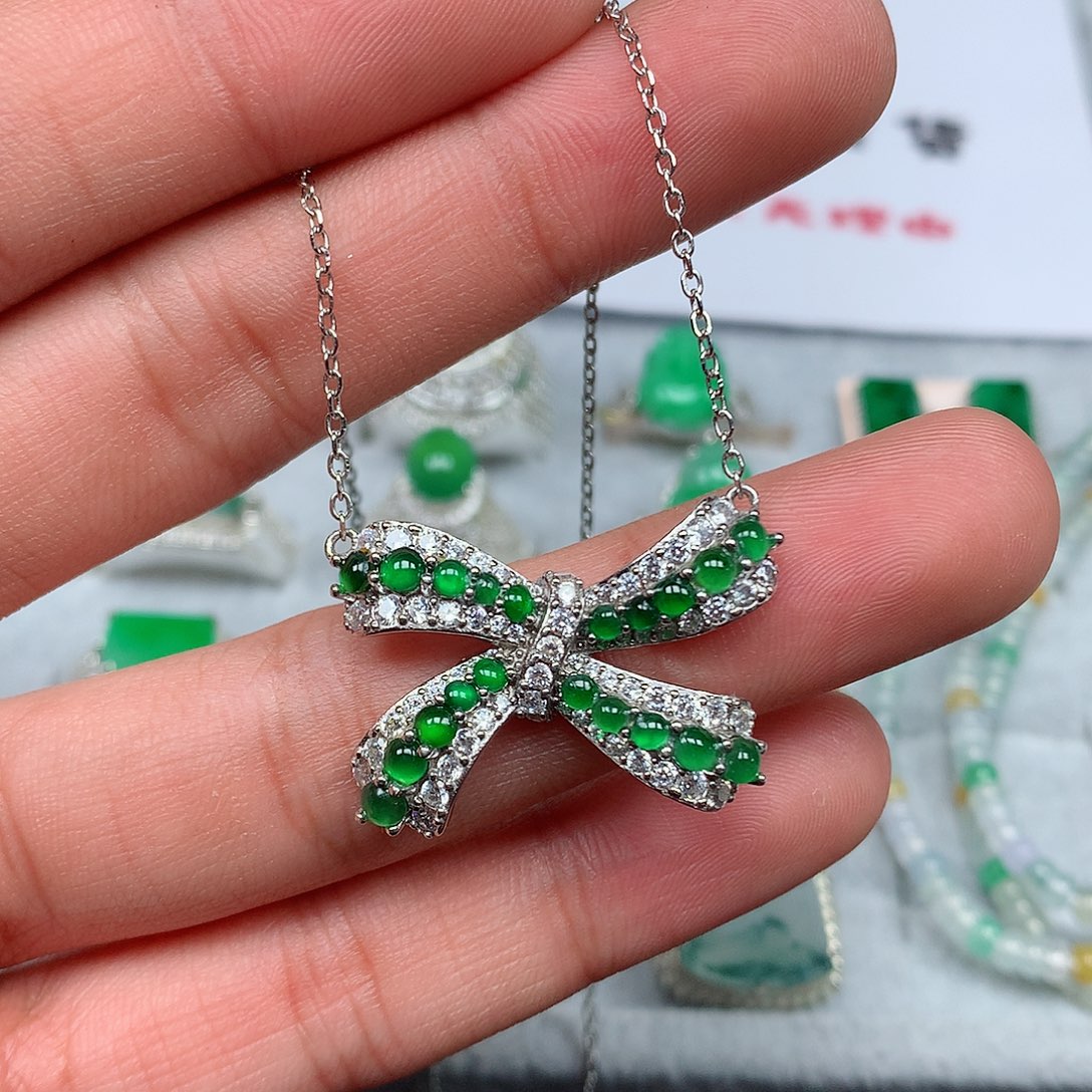 翡翠银S925镶嵌项链12号