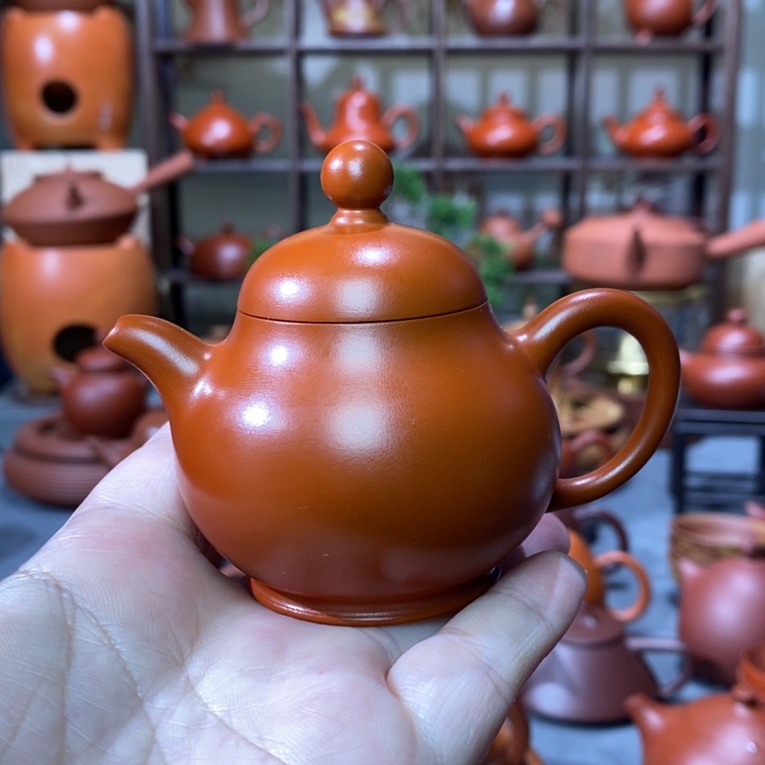 紫砂茶壶荣记大红袍朱泥小高潘壶80cc