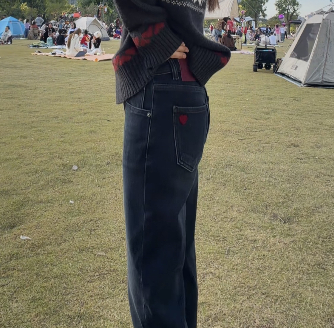  “裤中裤”2025新款秋款智性通勤百搭抓绒牛仔裤 