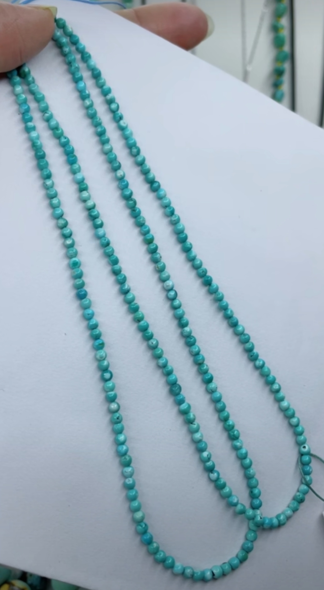 天然原矿绿松石米链卡2.5