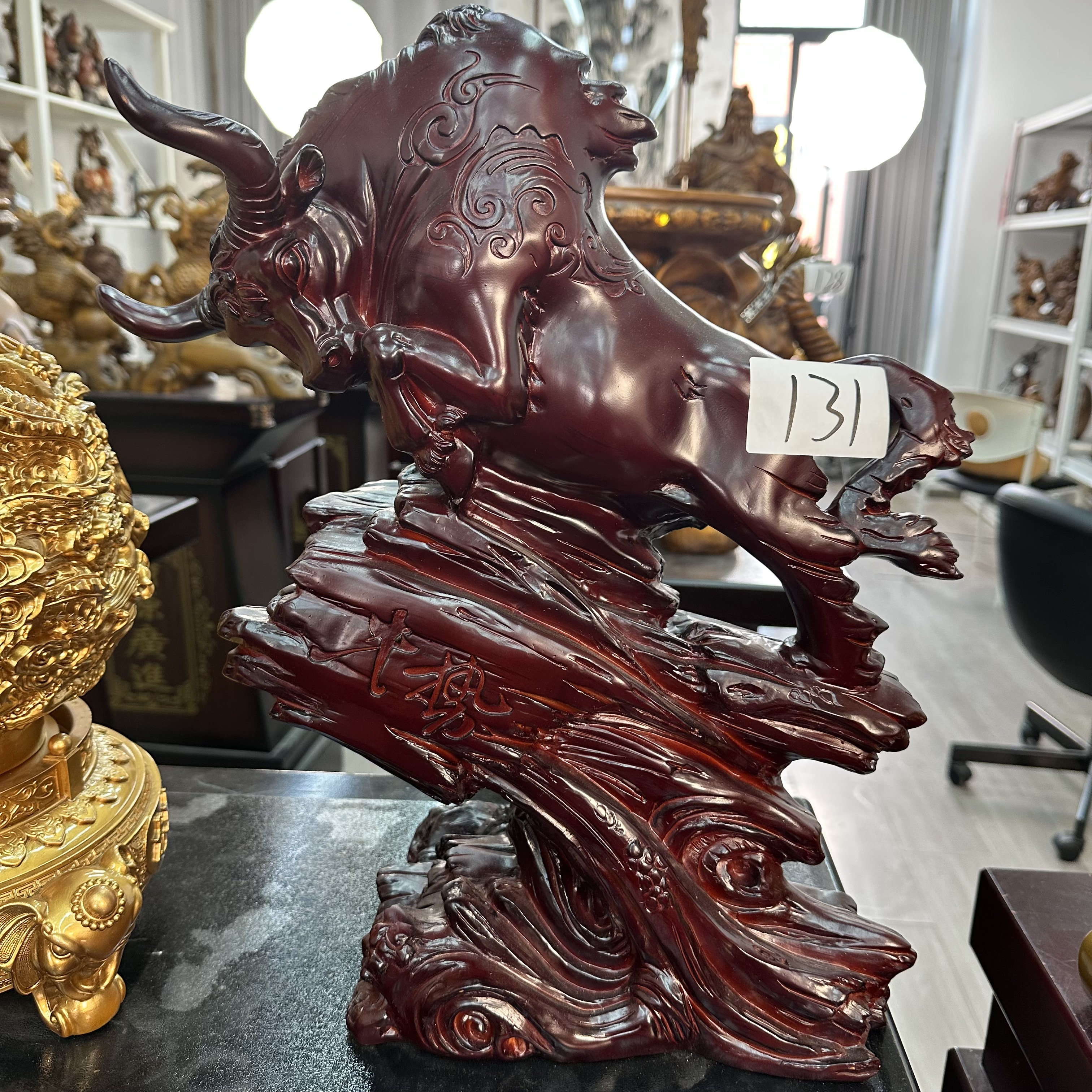 131【牛势冲天】长40宽14高46cm（孤品竞拍摆件 介意微瑕勿拍）