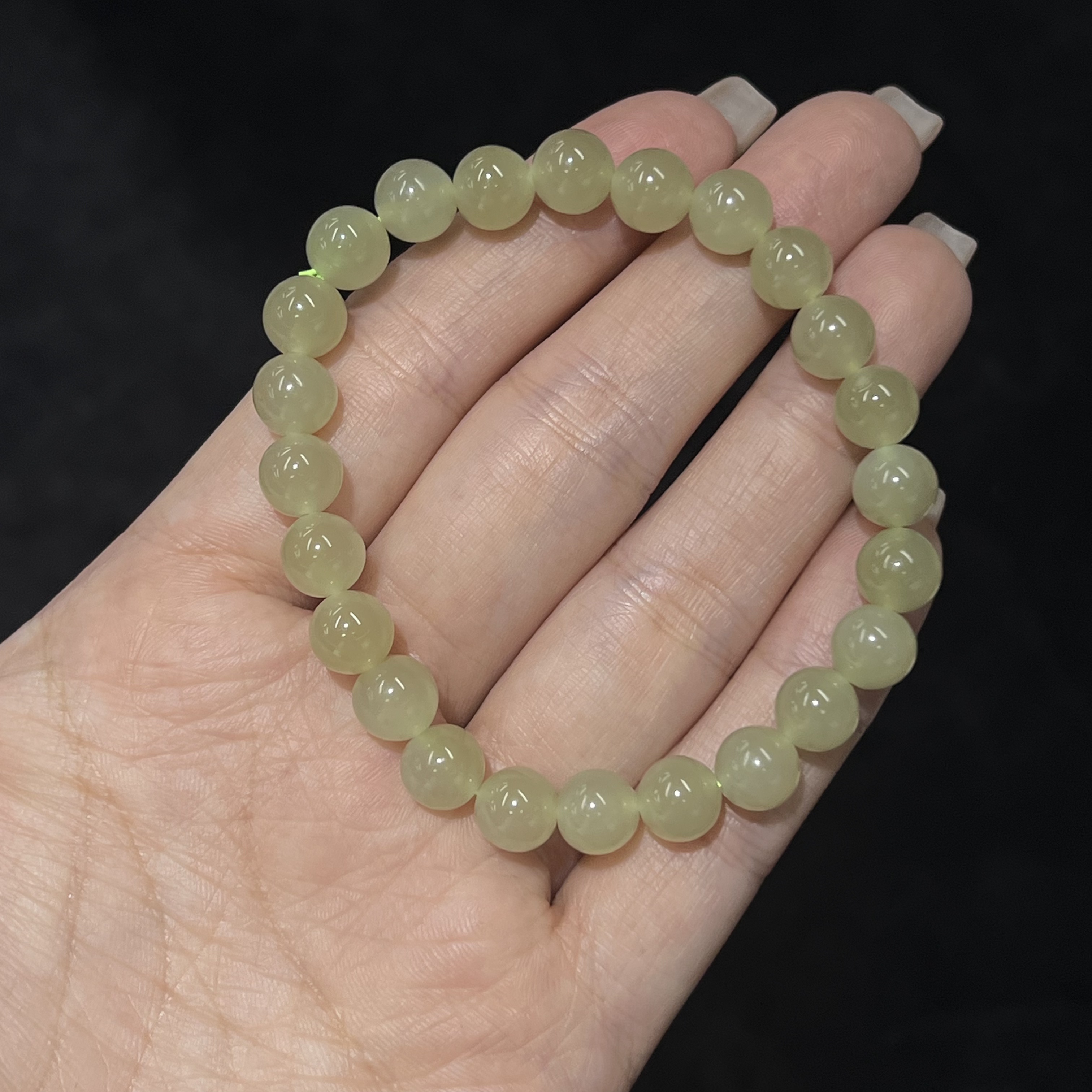 【睿泽赏宝】和田玉晴水素圈手串多样性发一 8mm KS0010177