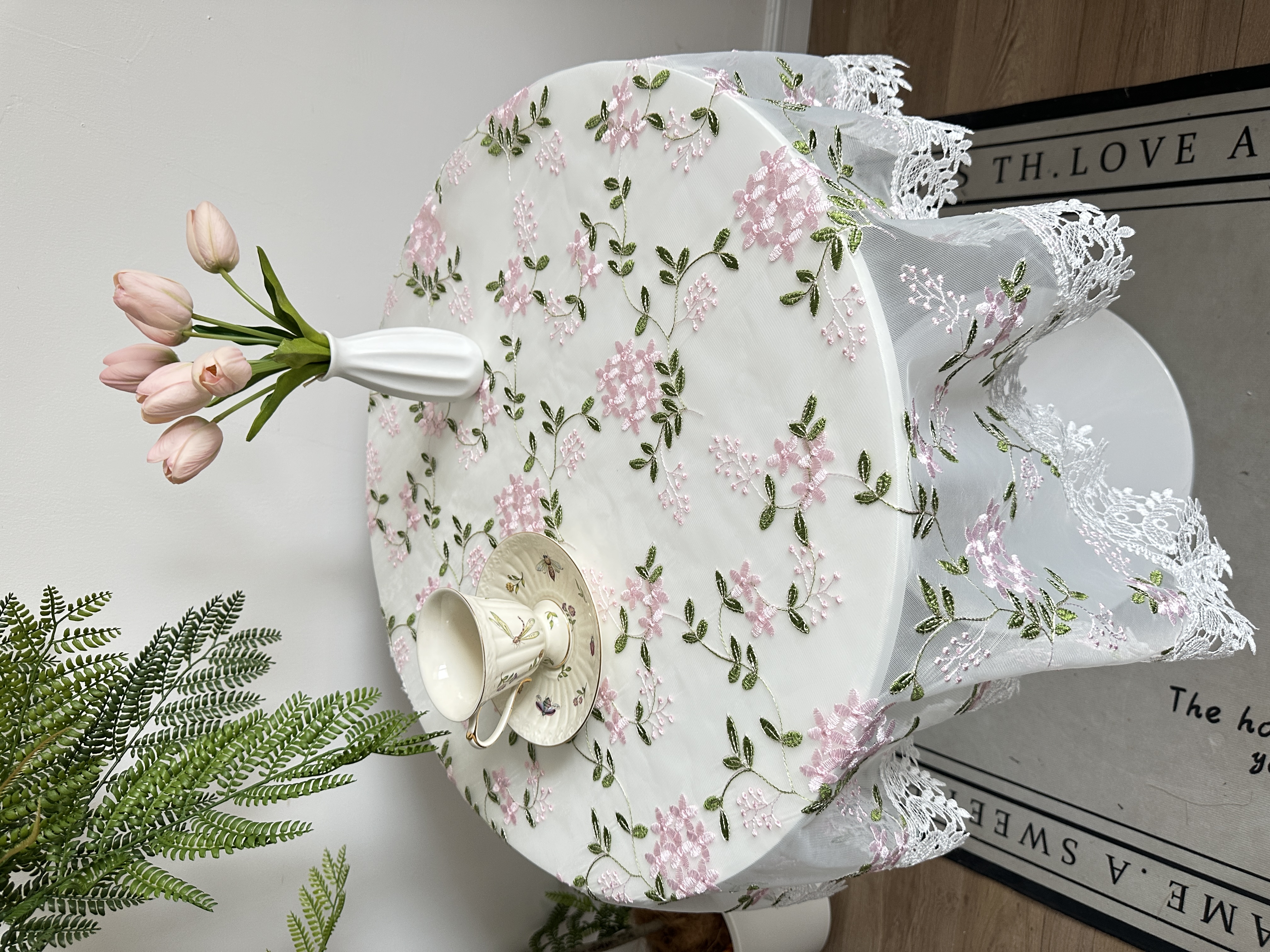 173【85方】绣球花无尽夏刺绣蕾丝万能盖巾