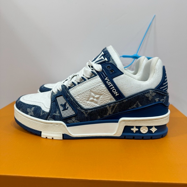 99新 LouisVuitton/路易威登 39码 trainer 白蓝牛仔 时尚板鞋