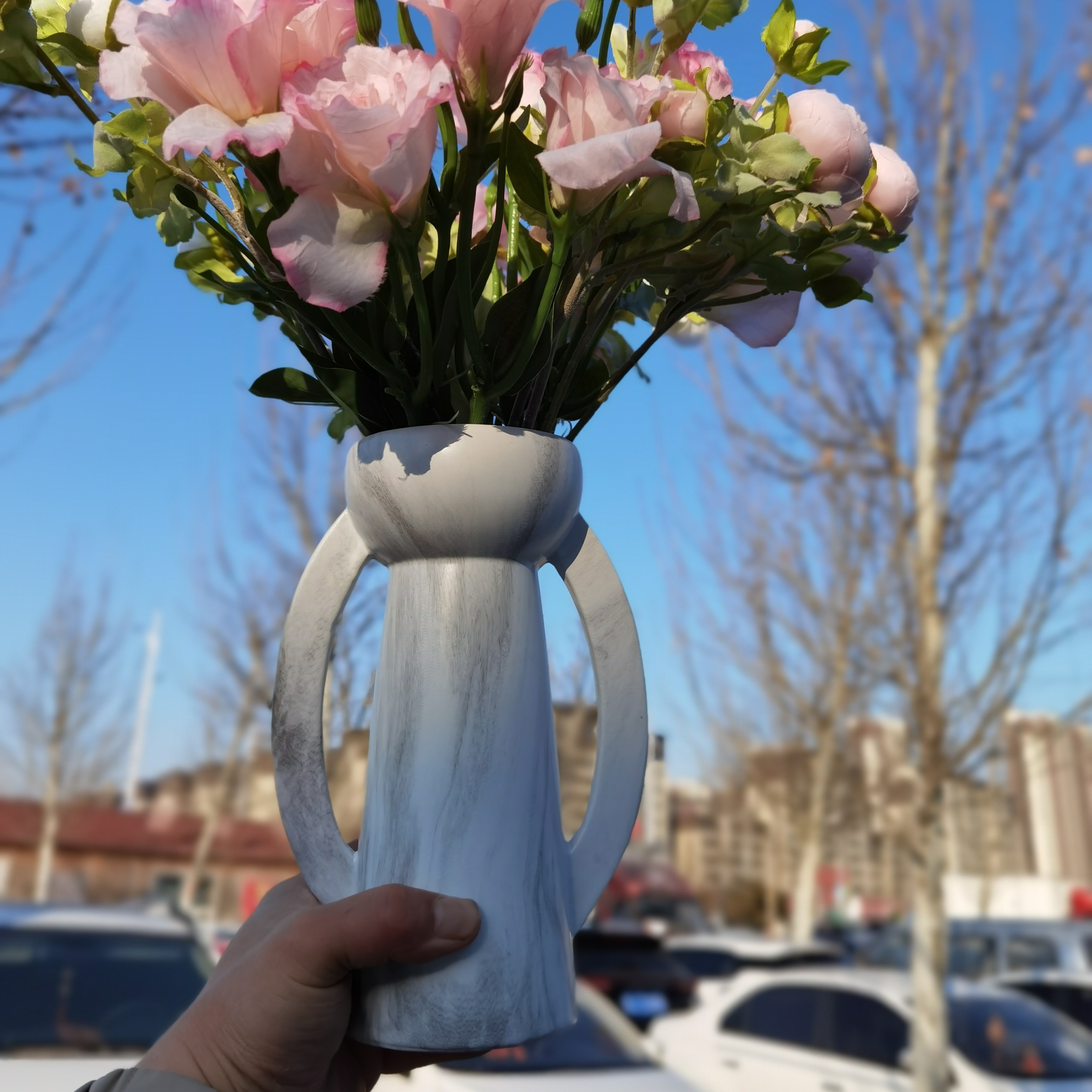 奶油风陶瓷花瓶ins风摆件干花家居侘寂风客厅餐桌茶几装饰插花