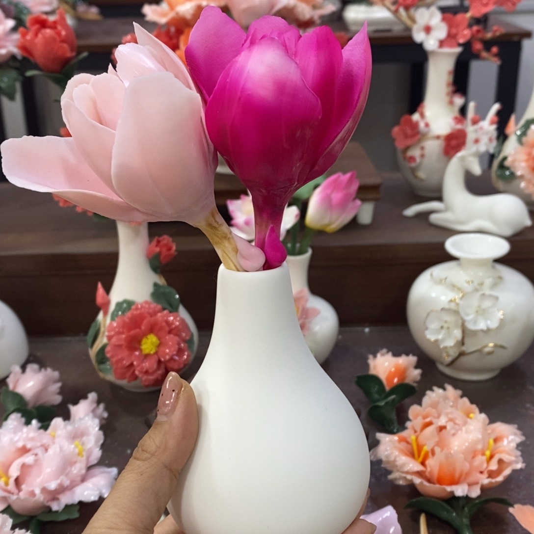 摆件陶瓷手工花摆件