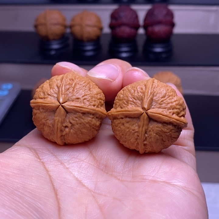 把件文玩核桃小四喜四楞42