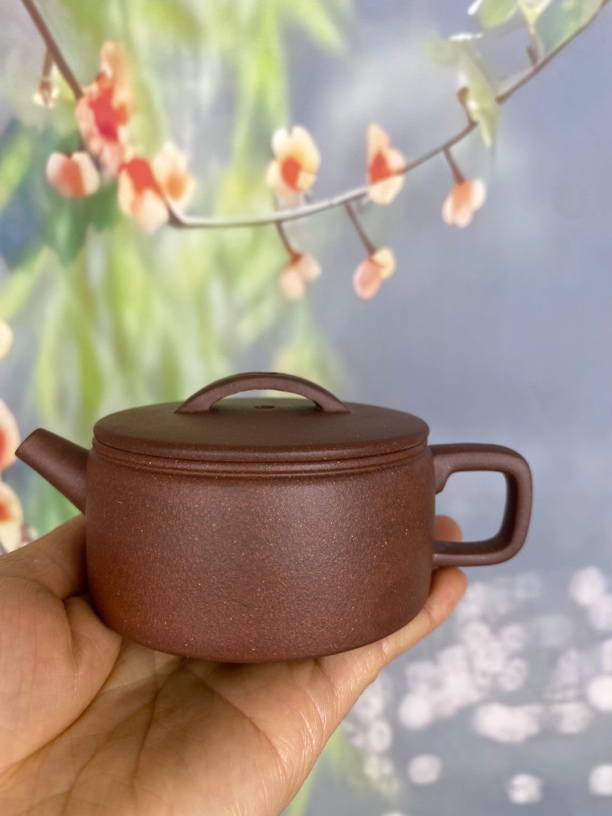 宜兴紫砂汉瓦壶 0添加黄龙山原矿羊角山深井紫泥130cc左右