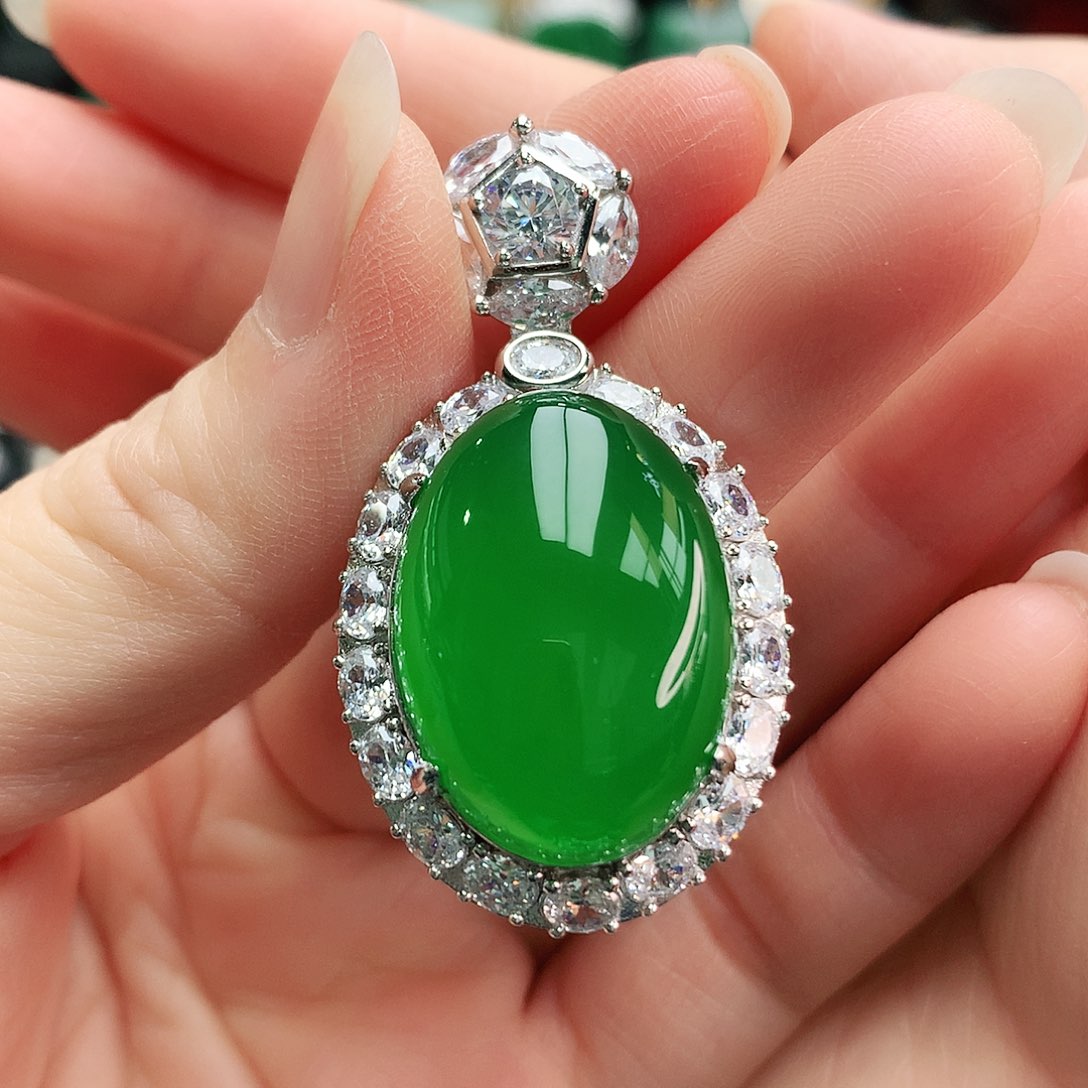 玛瑙/玉髓吊坠银S925镶嵌