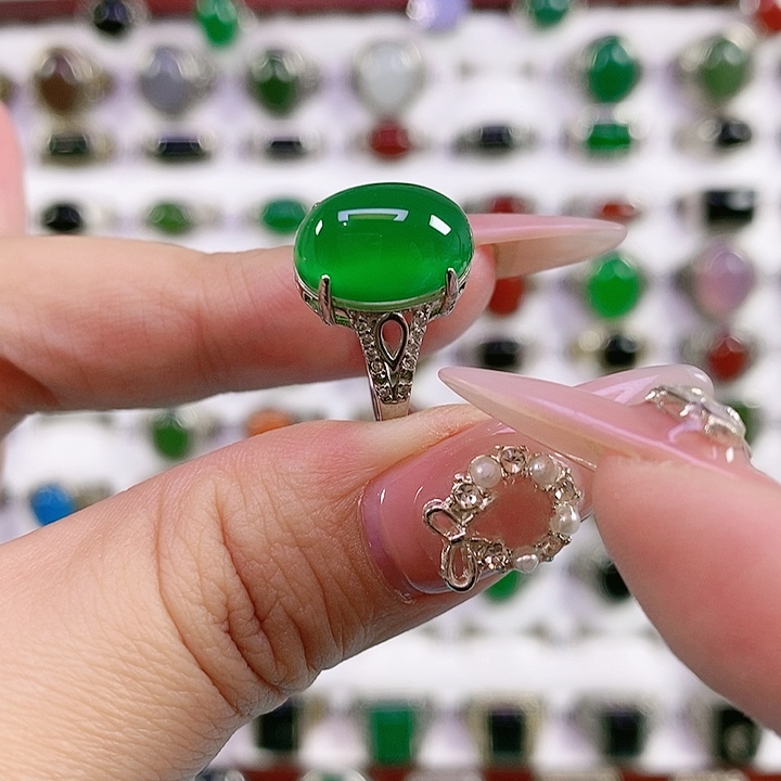 银S925镶嵌戒指玛瑙/玉髓