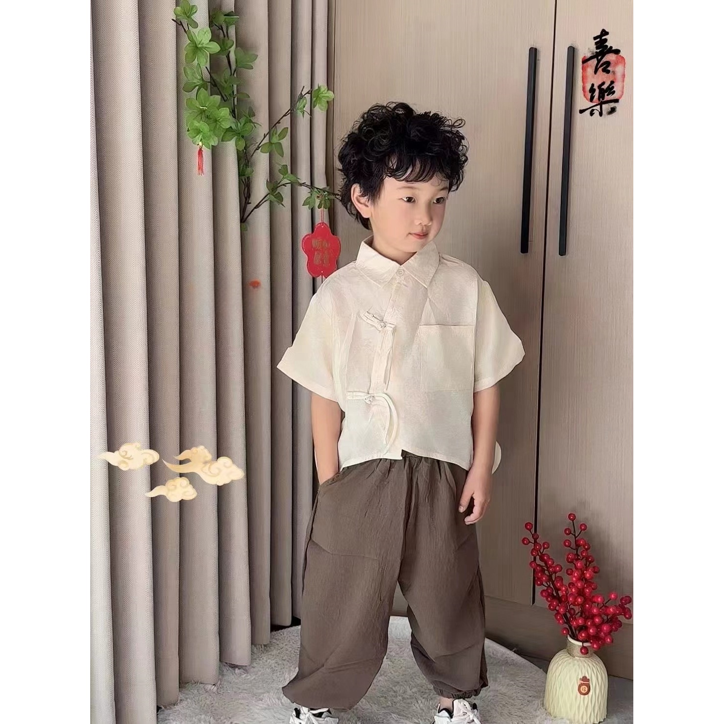 儿童2025夏季新款百搭时尚潮流国风套装B0632