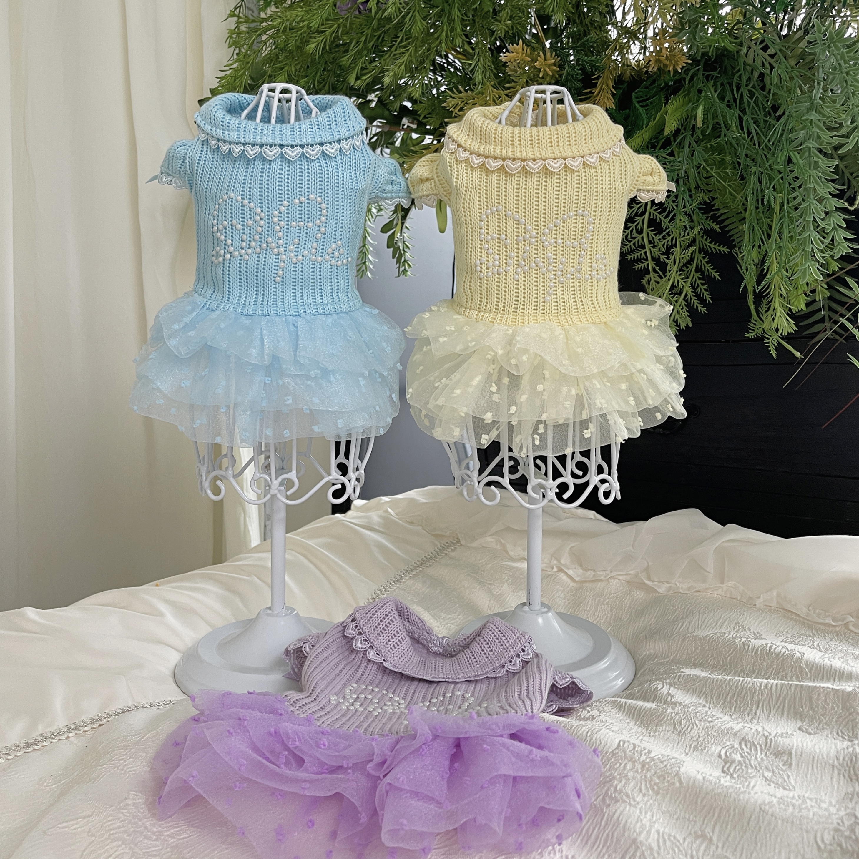 北海道之恋宠物秋款毛衣棉感仙女裙多层纱裙狗狗猫咪秋款蓬蓬裙